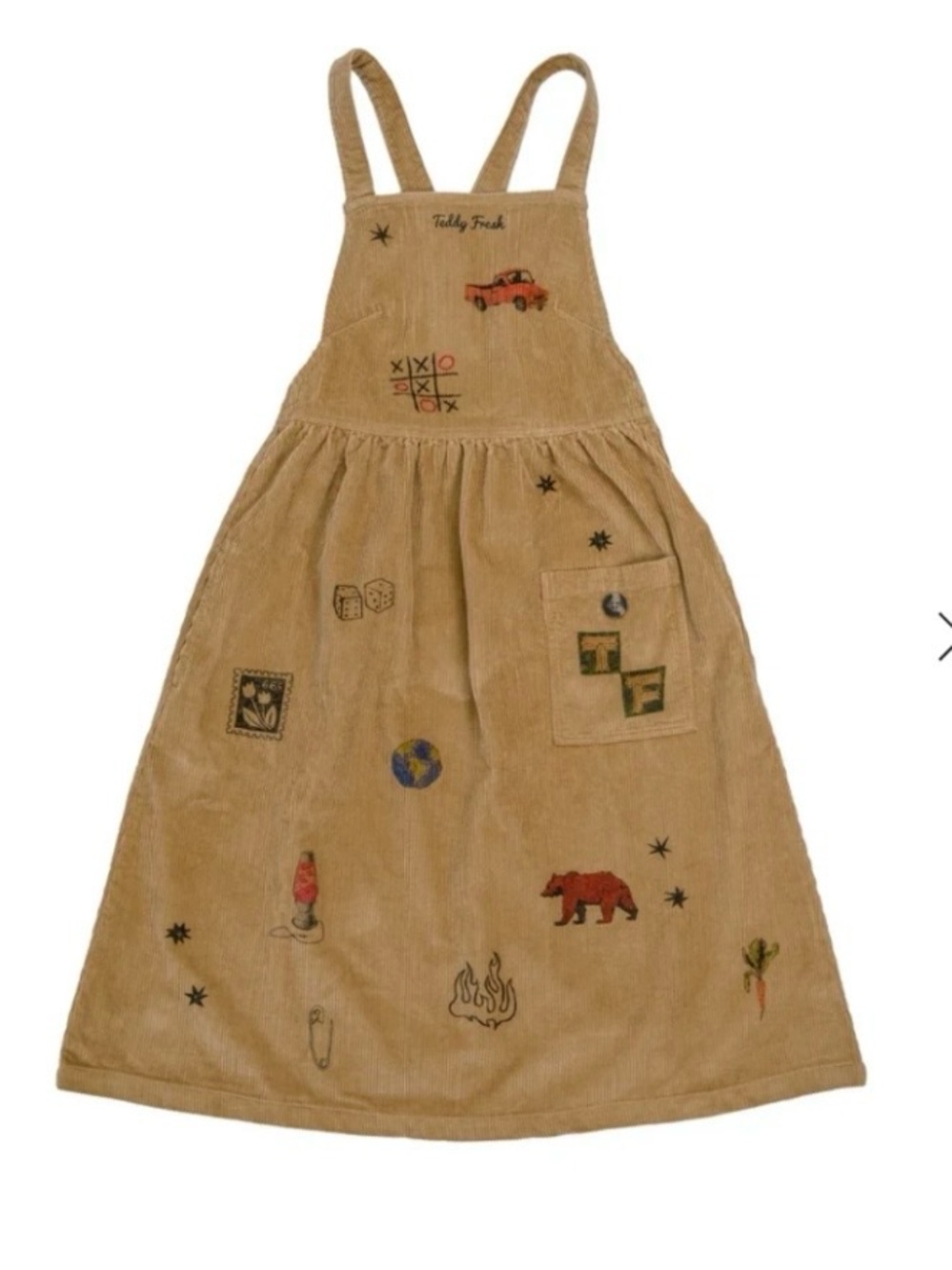 TEDDY FRESH Tan Corduroy Apron Dress